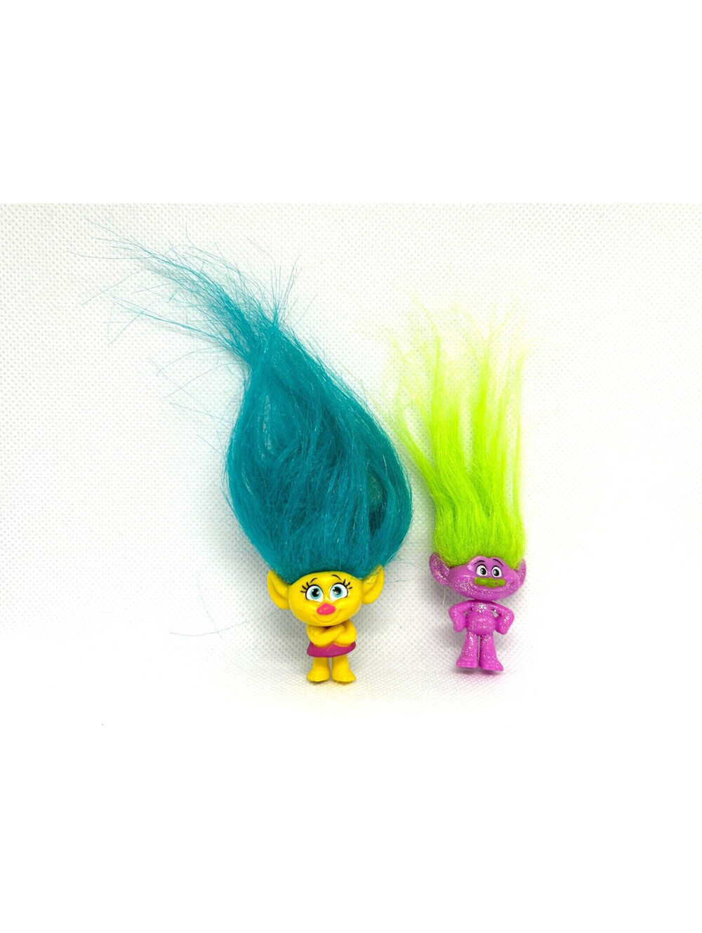 Trolls Mini Figures - Lot of 2 - Vibrant Hair and Sparkly Designs